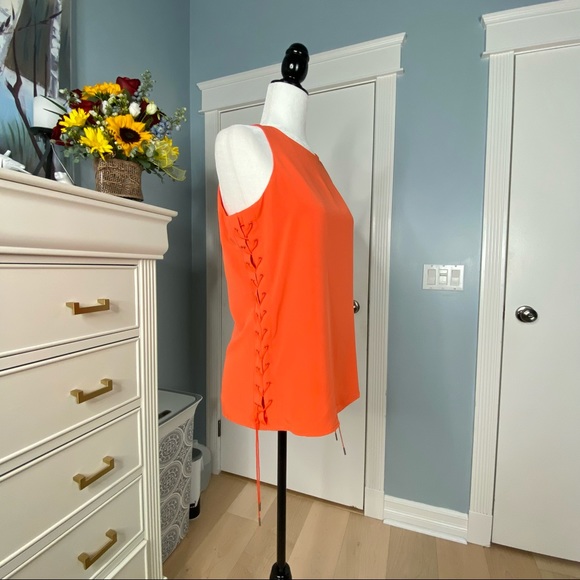 Ralph Lauren Orange Sleeveless Shoelace Stitch Top - Picture 3 of 10